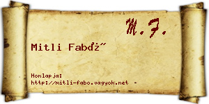 Mitli Fabó névjegykártya